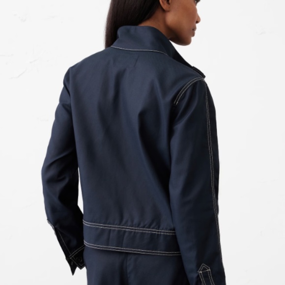 Banana Republic Navy Twill Crop Jacket, L,  GP1514 - Picture 2 of 6